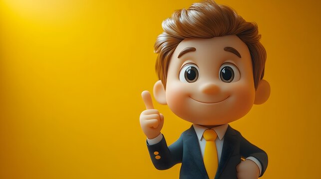 Friendly business professional solving a client concern, excellent service, 3D cartoon style
