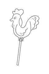 Lollipop in the shape of a cockerel. Hand drawn clip art for your project.