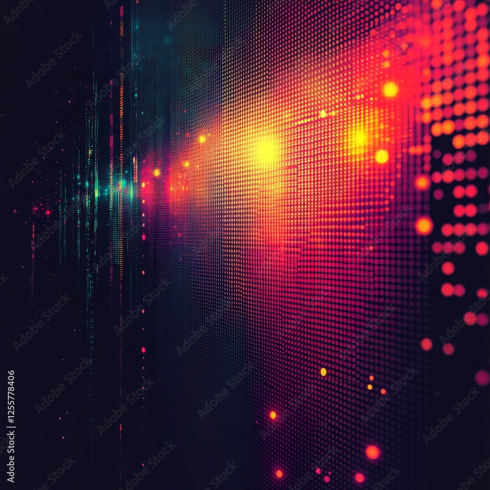 Poster abstract digital data stream: a symphony of light and code in vibrant hues