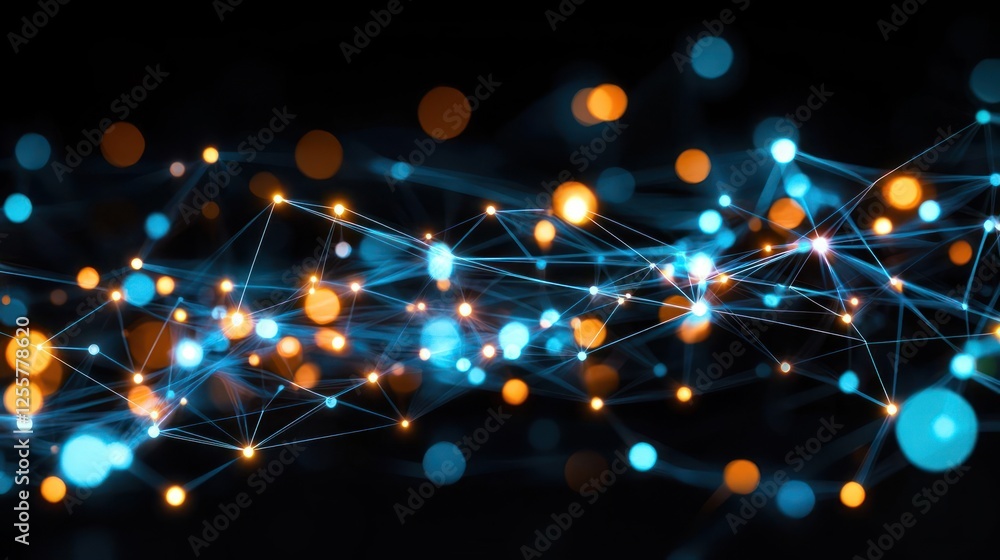 Poster abstract digital network pattern with glowing lights