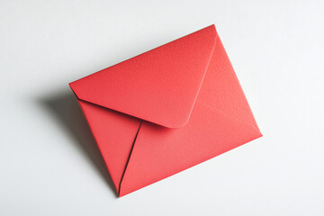 Red envelope on white background, Selective focus letter in post office on white background.
