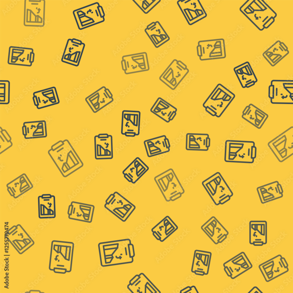 Poster blue line planet earth melting to global warming icon isolated seamless pattern on yellow background