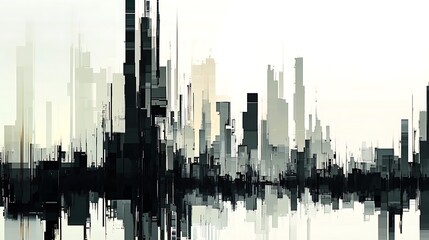 Obraz premium Futuristic city skyline, sunrise, urban design