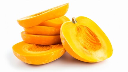 Isolated Pumpkin Slices on White Background
