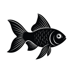 Vector silhouette illustration of a goldfish on a white background