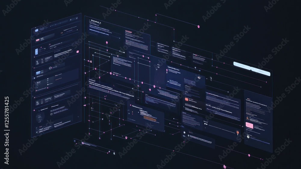 Aufkleber abstract futuristic technology network interface visualization concept