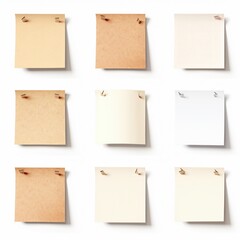 Assorted Isolated Paper Notes on White Background
