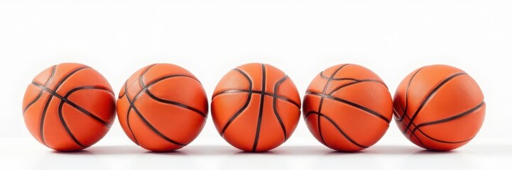 Obraz premium Several basketballs, various angles, clean white backdrop, pattern, recreation, game