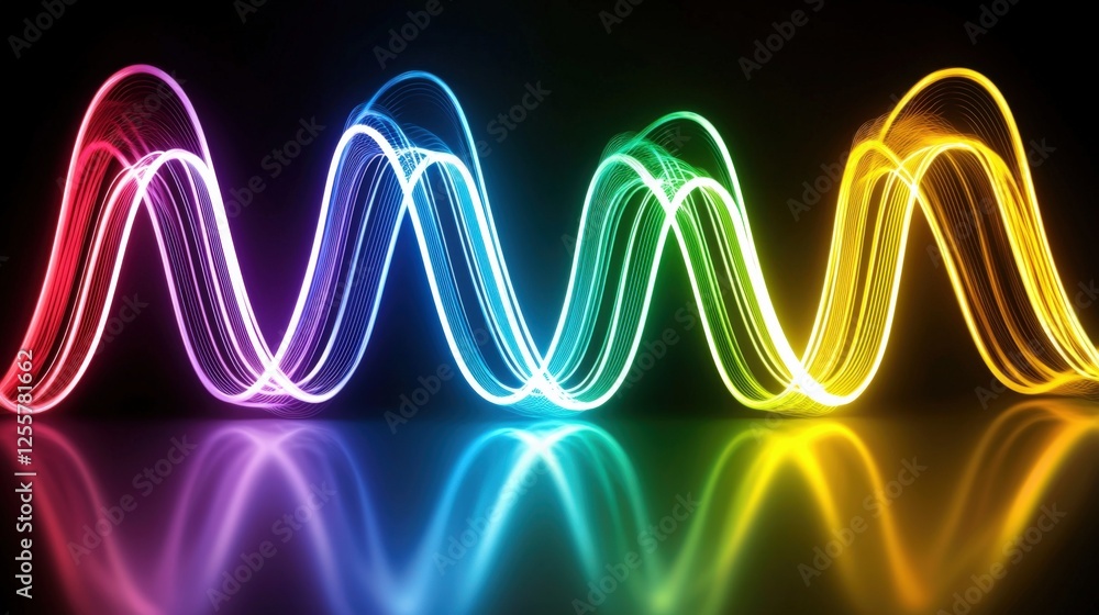 Poster dynamic light waves abstract space digital art colorful environment close-up view visual representat