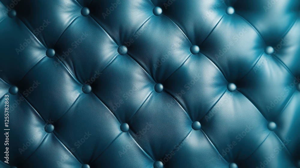 Poster this image showcases a luxurious and elegant blue leather upholstery with button tufting, highlighti