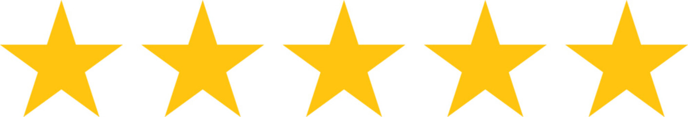 Five stars 5 star yellow golden vector illustration