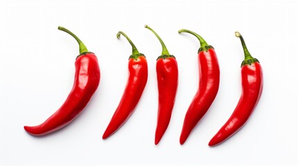 Vibrant Red Chili Peppers Isolated on White Background