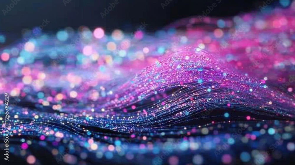 Poster dynamic colorful waves of light abstract background digital art vibrant environment close-up view vi