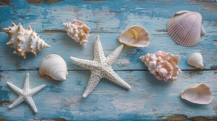 Ocean Inspired Still Life with Starfish and Shells