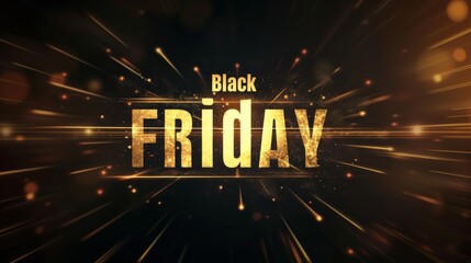 Bold Black Friday text illuminated by dynamic golden spark streaks on a dark background, conveying energy and excitement for the biggest shopping day. AI generated.