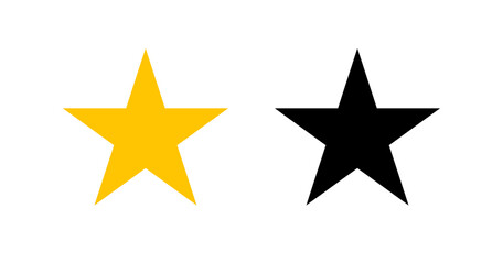 Star icon. Gold shape stars isolated on white background. Symbol success. Silhouette logo for design prints. Five pointed outline. Pattern element excellent. Starry collection. Vector illustration