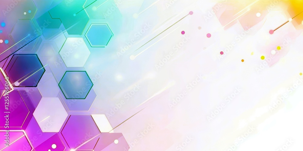 Poster colorful hexagonal pattern with vibrant hues and abstract shapes for modern background design and cr
