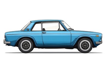 Side View of a Classic Blue Car Illustration