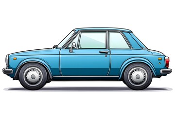 Side View of a Classic Blue Coupe