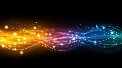 Obraz premium Dynamic waves of light in abstract art digital space visual design colorful environment abstract viewpoint creative concept