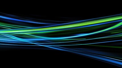 Colorful light trails swirl against a dark backdrop creating a vibrant abstract design with flowing energy