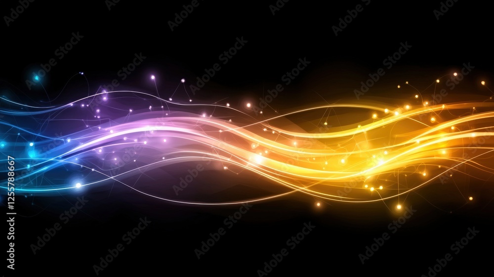Aufkleber dynamic flow of colorful light waves abstract art digital design dark background artistic perspectiv