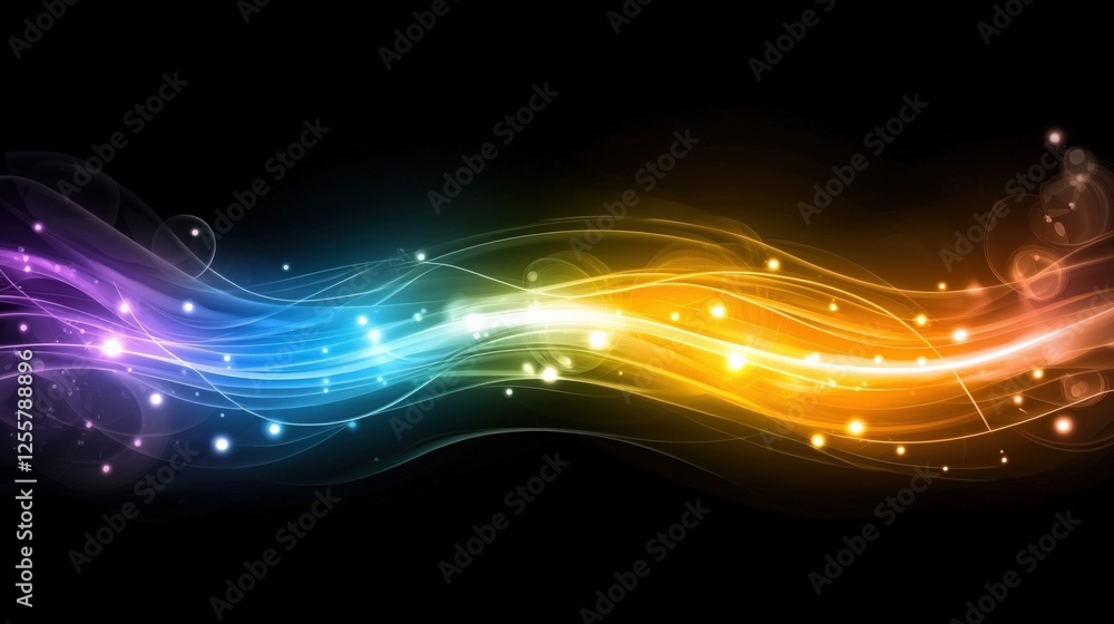 Aufkleber vibrant light waves dance abstract digital art colorful display dark background creative visualizati
