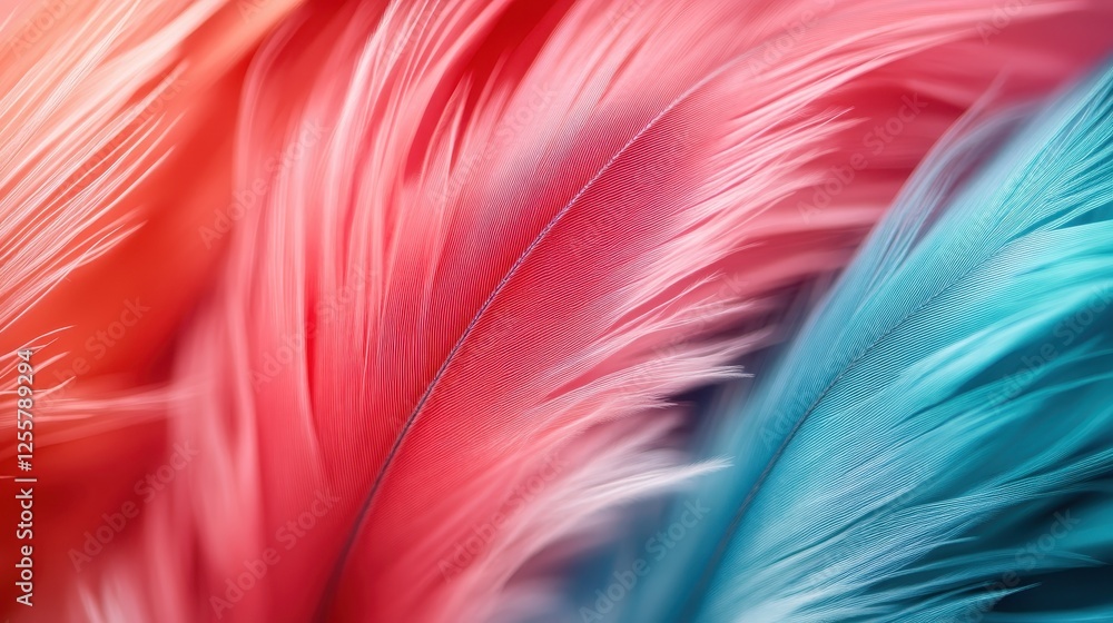 Poster a captivating display of vibrantly colored feathers showcasing a dynamic interplay of warm reds and 