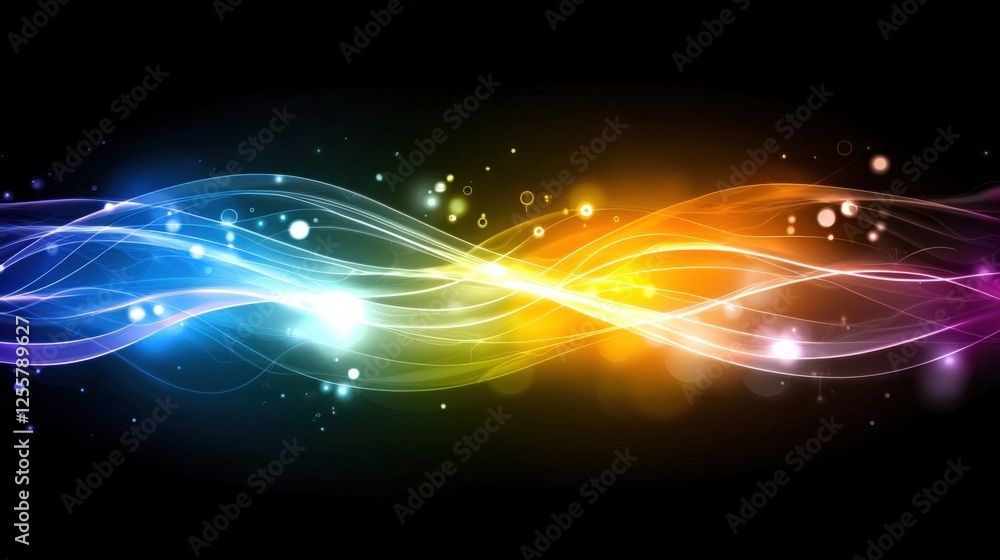 Poster dynamic color waves abstract digital art vibrant spectrum dark background fluid motion visual harmon