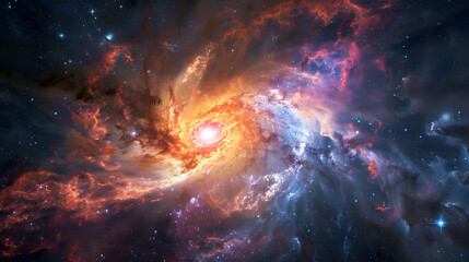 Obraz premium Splendiferous Showcase of a Radiating Quasar amidst a Cosmic Panorama in Deep Space