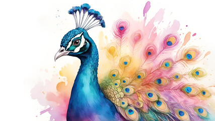 Fototapeta premium peacock feather on white background