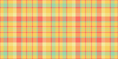 Fluffy fabric check texture, duvet vector textile plaid. Editable tartan seamless background pattern in amber and red colors.
