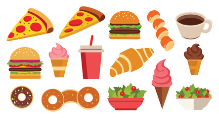 Food flat Illustration Icons set, Food Vector Art Illustration Clipart. set of food Illustration bundle	