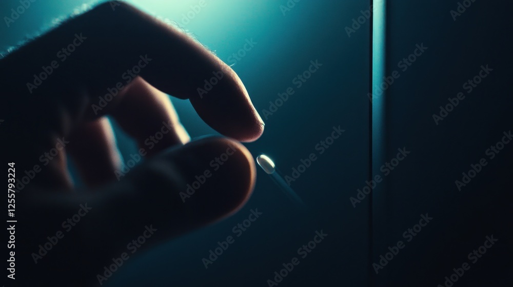 Poster delicate touch operating a stylus on a digital tablet screen interface