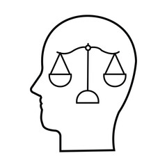 A person with a balance in his mind  ethics, flat icon