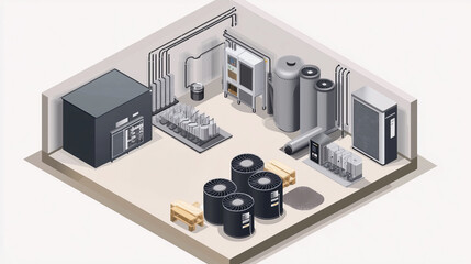 Fototapeta premium Ground source heat pumps offer energy efficiency, long lifespan, and high efficiency, but they come with high installation costs and require significant space.