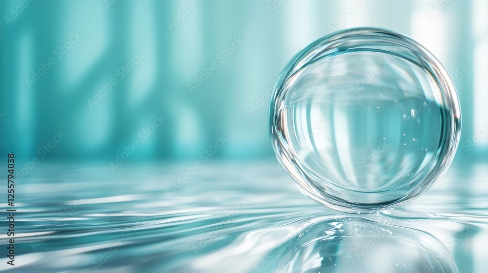 Poster an artistic representation of a stylized glass sphere juxtaposed with soft light creating intriguing