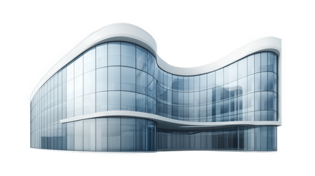 Tall buildings in the city, decorated with blue curtain walls and glass