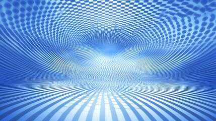 Abstract Blue Wave Pattern with Checkered Elements and Light Effects