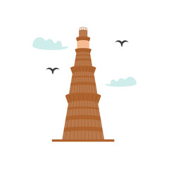 Qutub Minar, Indian Symbol Vector Illustration