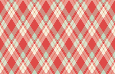Argyle pattern of geometric rhombus. Harlequin check wallpaper design. Classic diamond shaped textile material for web background, print fabric clothing, sweater, wrapping paper, gift card, invitation