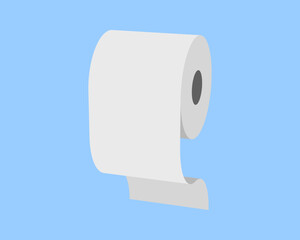 Clean, minimalist illustration of a toilet paper roll against a light blue background.  Perfect for hygiene, cleanliness, or bathroomrelated designs.