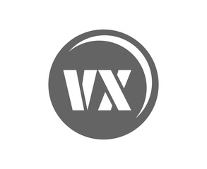 VX sport emblem or team logotype. Ball logo with a combination of Initial letter V and X for balls shop, sports company, training, club badge.