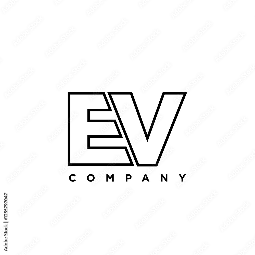 Poster letter e and v, ev logo design template. minimal monogram initial based logotype.
