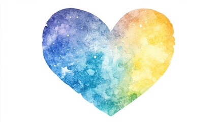 Fototapeta premium Colorful watercolor heart design on white background, perfect for expressing love and creativity.