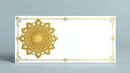 Elegant Golden Mandala Design on White Background Ornate Frame Luxury Invitation Template