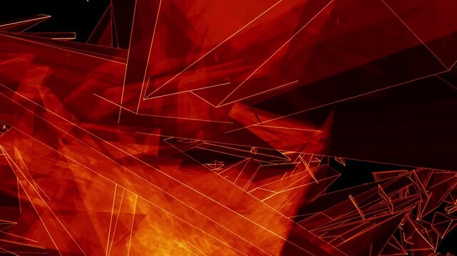 Geometry Triangle Fire Flame Overlay Glowing Animated Scene Waves Video Background for Event. Elegant Motion Graphics DJ Event Digital Technology Animation VJ Visuals