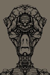 Alien creature, sketch, character idea for horror or game - digital painting. © Cubitron