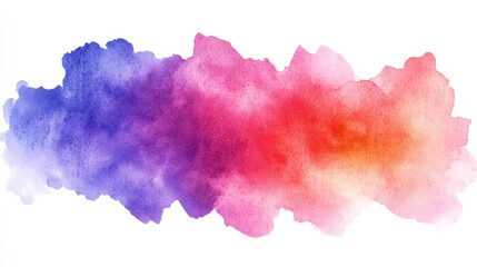 Obraz premium Colorful watercolor splash with vibrant hues of pink, purple and orange on white background.