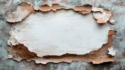 Obraz premium A close-up view of a peeling wall revealing a textured surface beneath, showcasing layers of paint and decay, evoking a sense of nostalgia and worn beauty in old spaces.